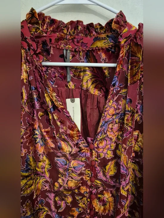 Anthropologie Estela Burnout Sheer Blouse Sz.S NWT - Picture 6 of 12